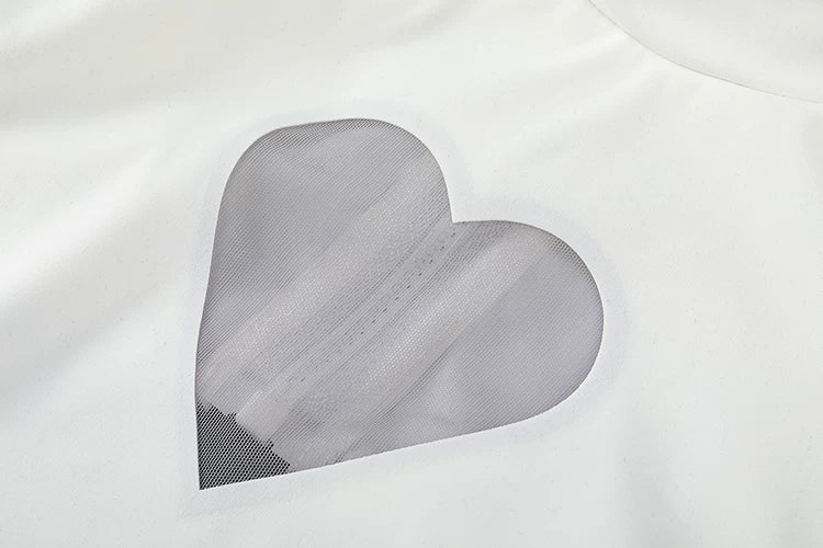 Anime JK Style Heart Mesh Cutout High-Neck One-Piece Swimsuit
