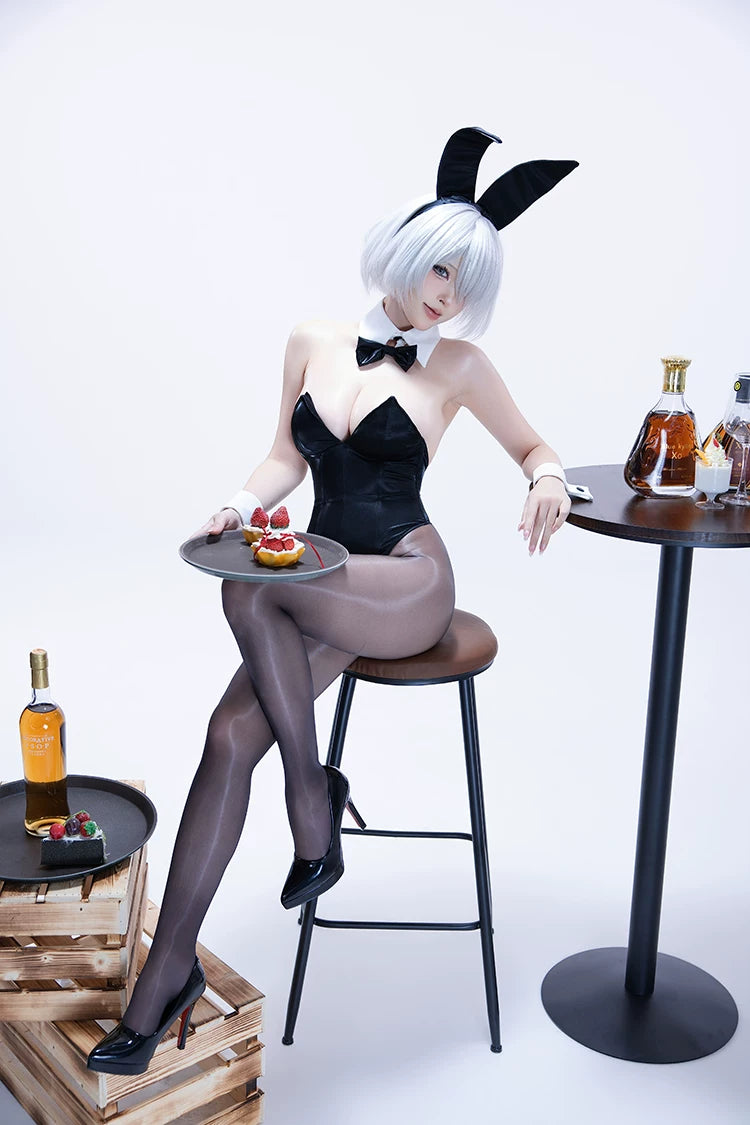 Classic Satin-Finish PU Leather Bunny Girl Cosplay Costume Set