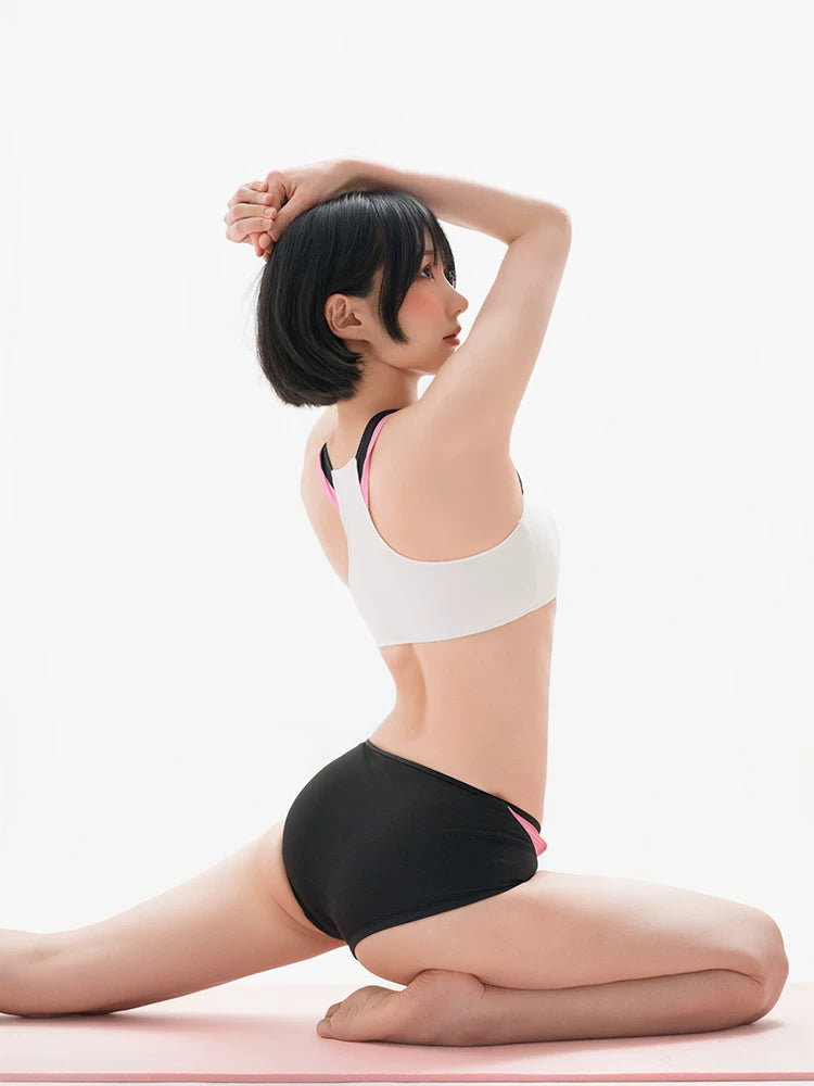 Sleek Contrast Trim 2-Piece Spandex Activewear Set