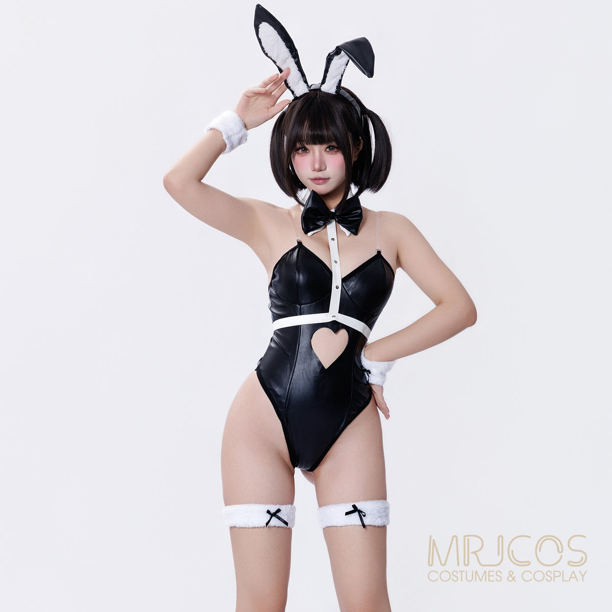 Glossy Neo-Chrome PU Leather Bunny Girl Costume Set – Complete Cosplay & Party Outfit