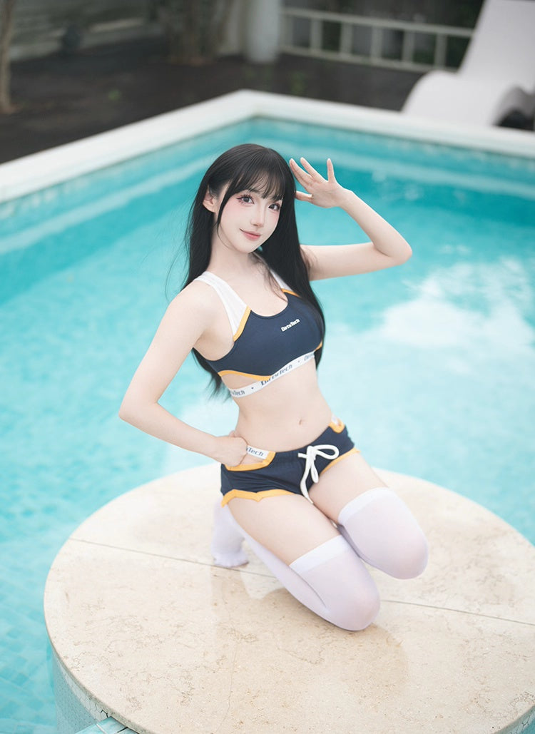Anime Style Boxing Running Sexy Sports Activewear Set Hollow Tank Top with Shorts