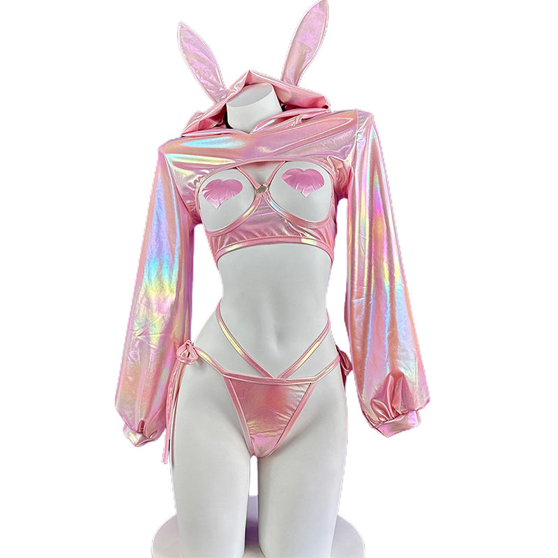 Anime Bunny Girl Style Neo Chrome Spandex Swimwear Sexy Bikini Cosplay Lingerie
