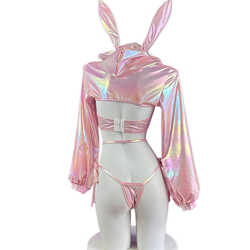 Anime Bunny Girl Style Neo Chrome Spandex Swimwear Sexy Bikini Cosplay Lingerie