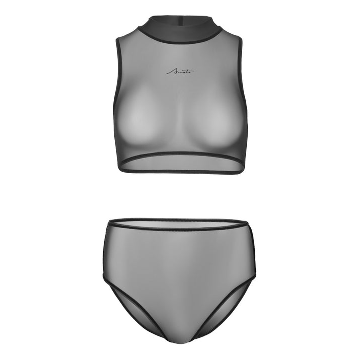 Amoresy Cheekiti Sheer Racerback Crop-Top & Brief Set