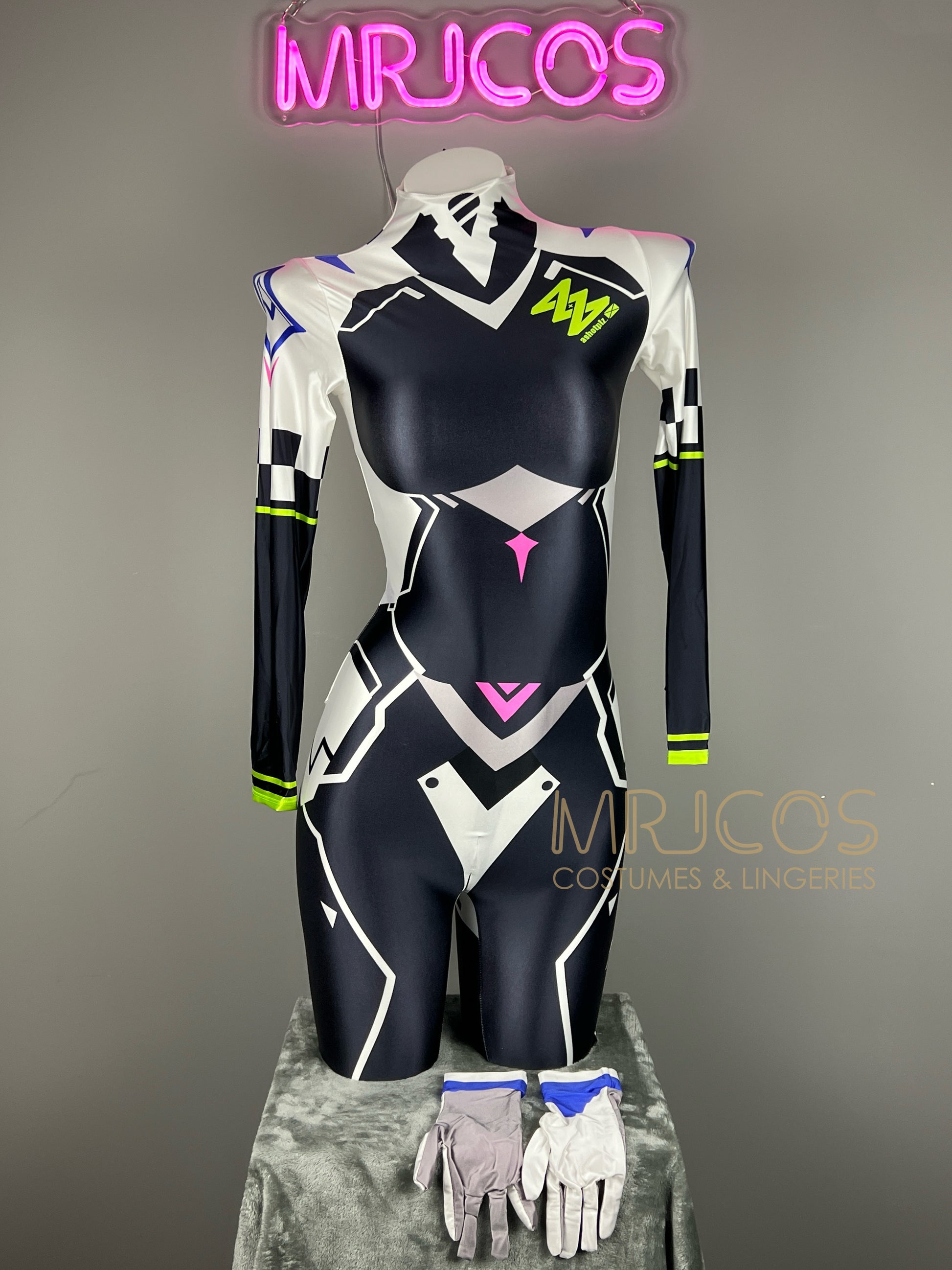 Cyberpunk Sci-Fi Spandex Swimwear Cosplay Bodysuit Race Queen Costume Zentai