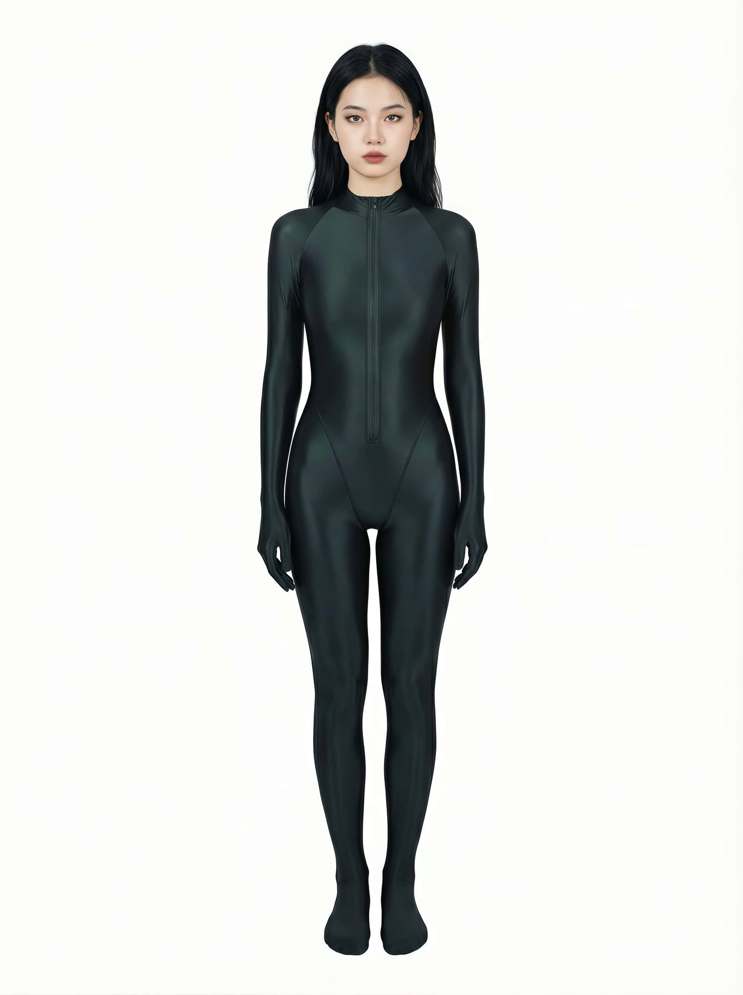 Premium High-Gloss Zentai Performance Suit – Full Coverage with Crotch Zipper