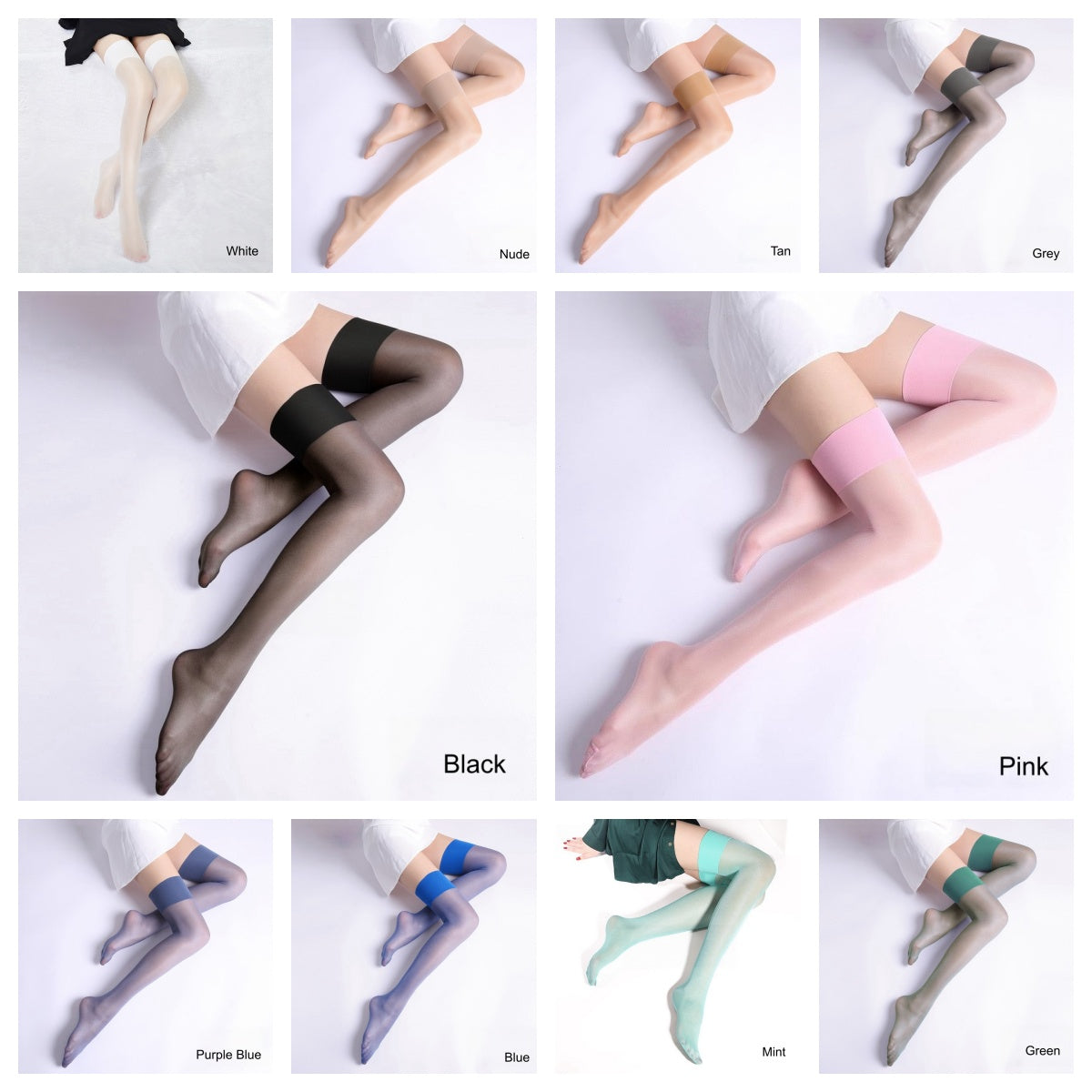 Vintage 12D Sheer Wide-Welt Thigh High Stockings
