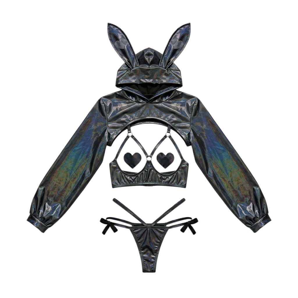 Anime Bunny Girl Style Neo Chrome Spandex Swimwear Sexy Bikini Cosplay Lingerie