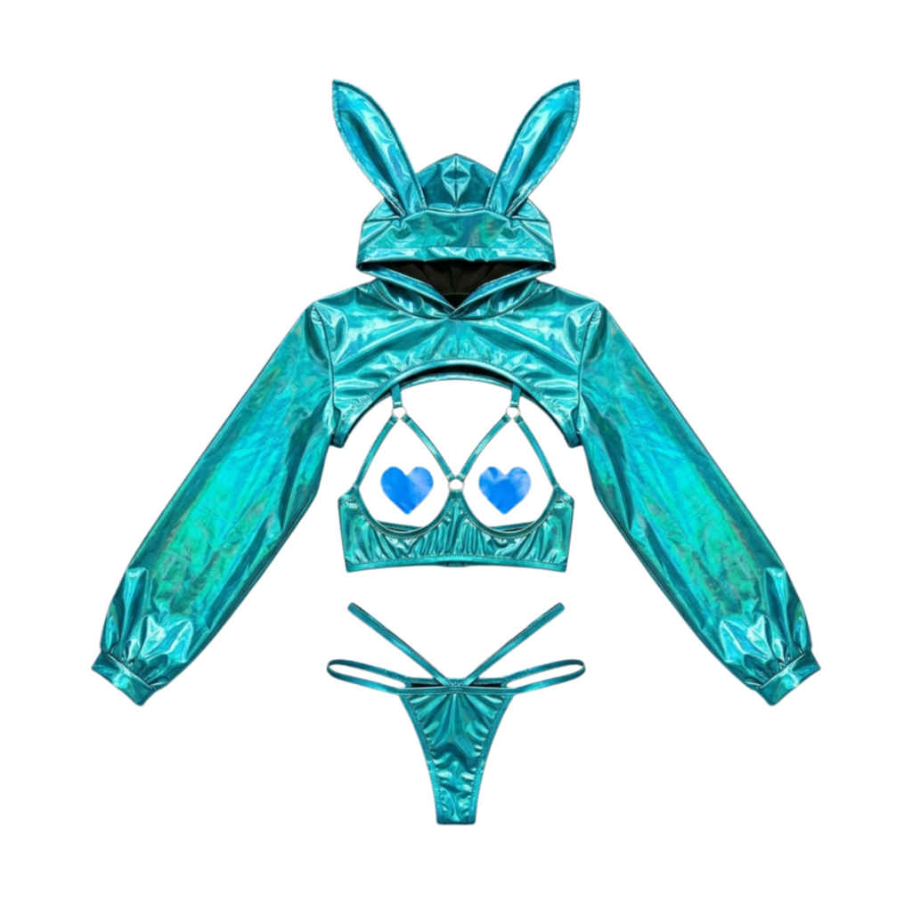 Anime Bunny Girl Style Neo Chrome Spandex Swimwear Sexy Bikini Cosplay Lingerie