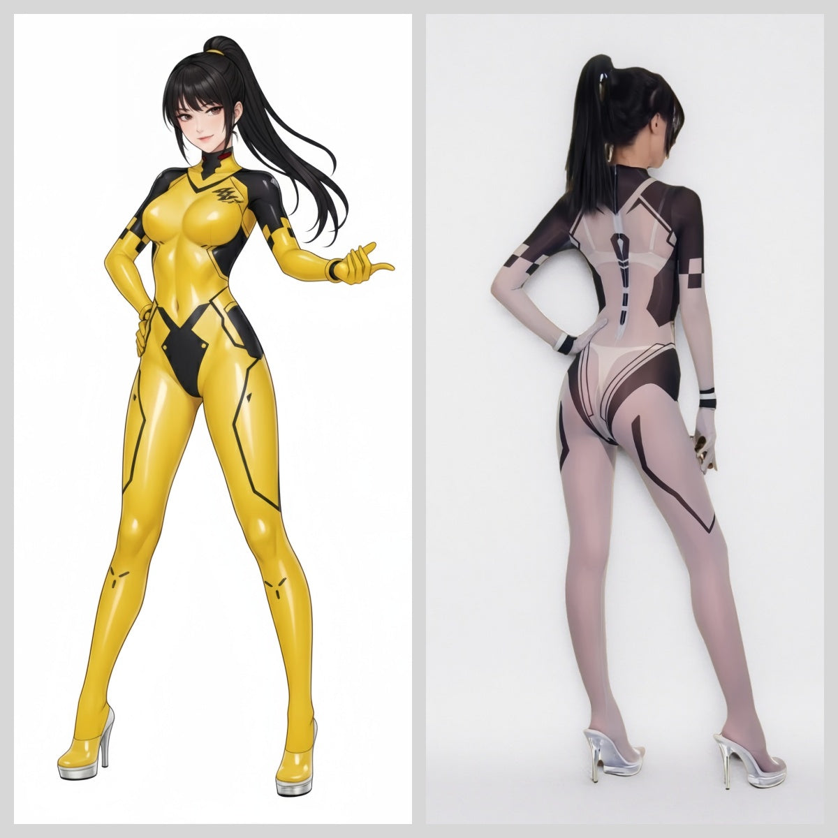 Anime Sci-fi Sheer 10D Nylon Full Bodysuit See Through Body Stocking Lingerie