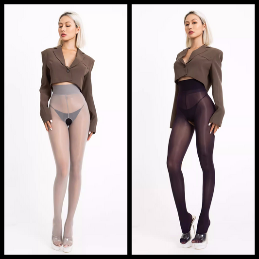 20D Crotchless High Waist Pantyhose Tights
