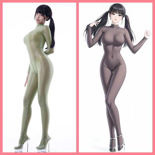 Spandex Nylon See Through Sheer Full Bodysuit Zentai Shinny Cosplay Suit