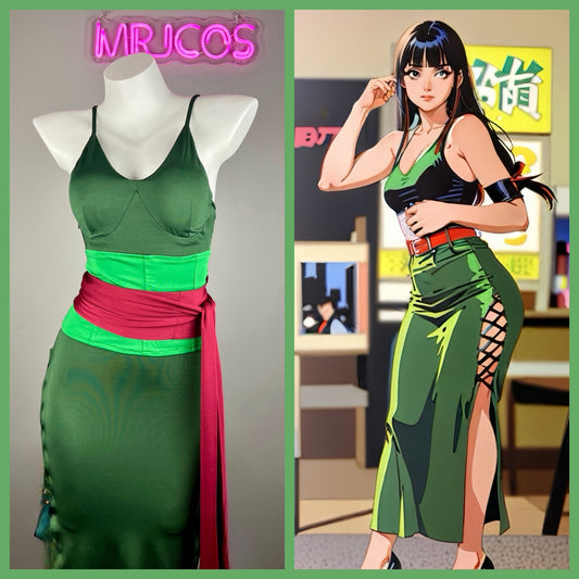 zoro Cosplay Green Sleeveless High-slit Long Dress Halloween Costume