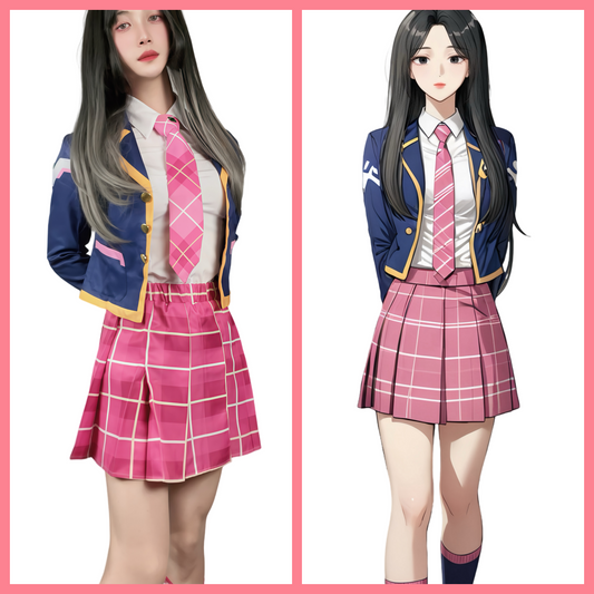 Anime Style Cosplay Halloween Costume Set School Uniform with Jacket and Skirt
