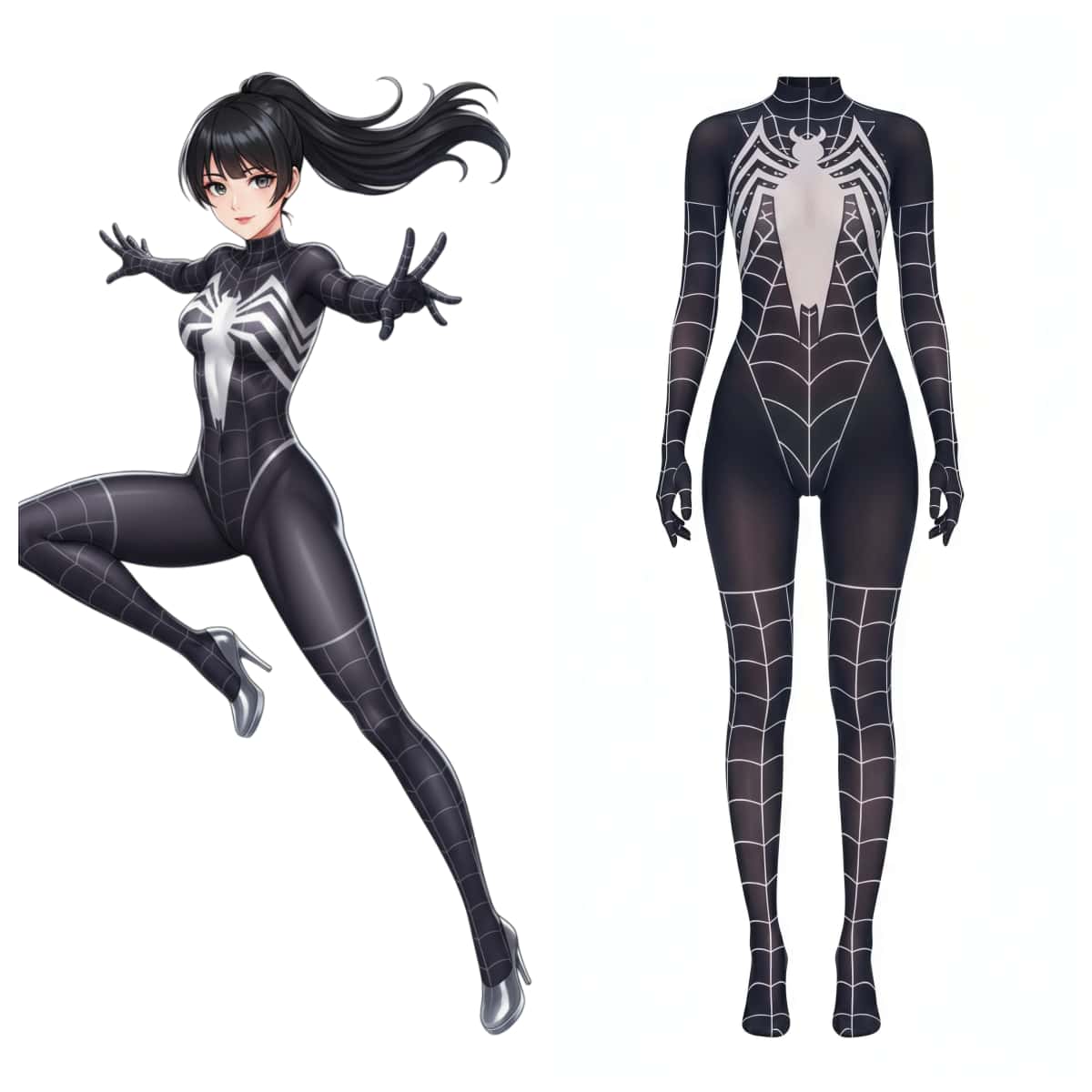 Super Hero Spider Sheer 10D Nylon Full Bodysuit Body Stocking Lingerie