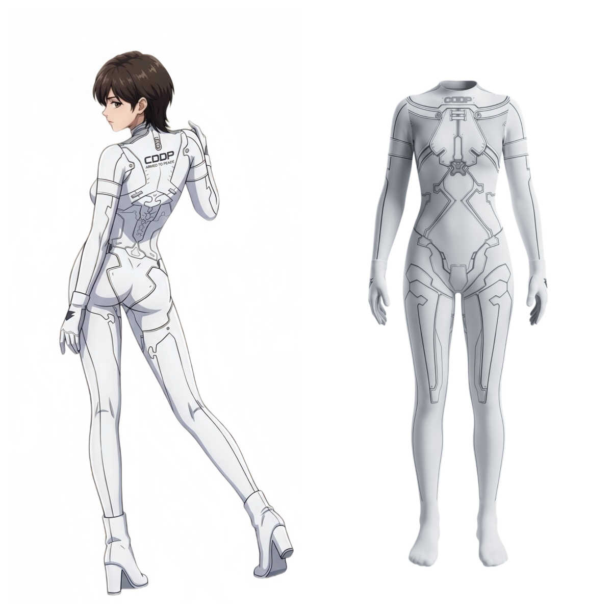 CDDP Armed to Peace Sci-Fi Mecha Tactical Cosplay Bodysuit with Gloves