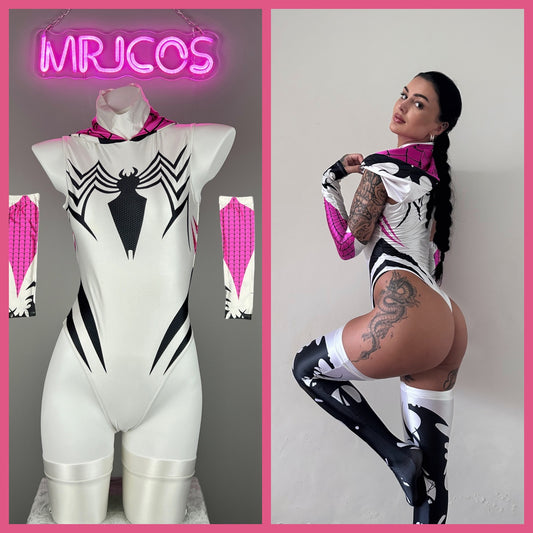 Woman Super Hero Spandex Open Crotch Cosplay Bodysuit Sexy Lingerie