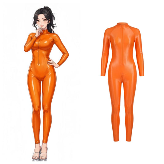 Premium High-Gloss Spandex Zentai Performance Suit – Footless with Crotch Zipper