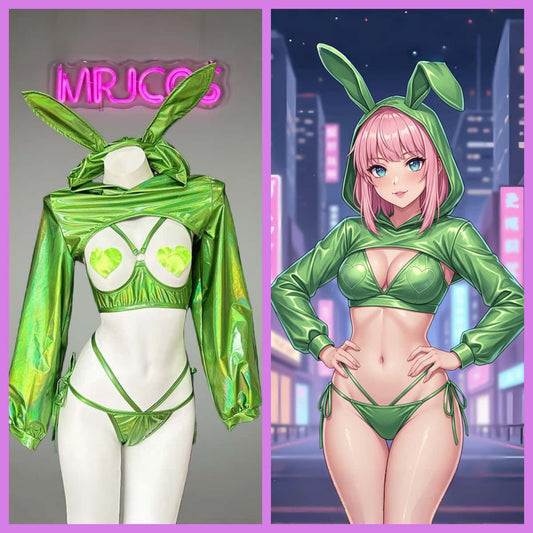 Anime Bunny Girl Style Neo Chrome Spandex Swimwear Sexy Bikini Cosplay Lingerie