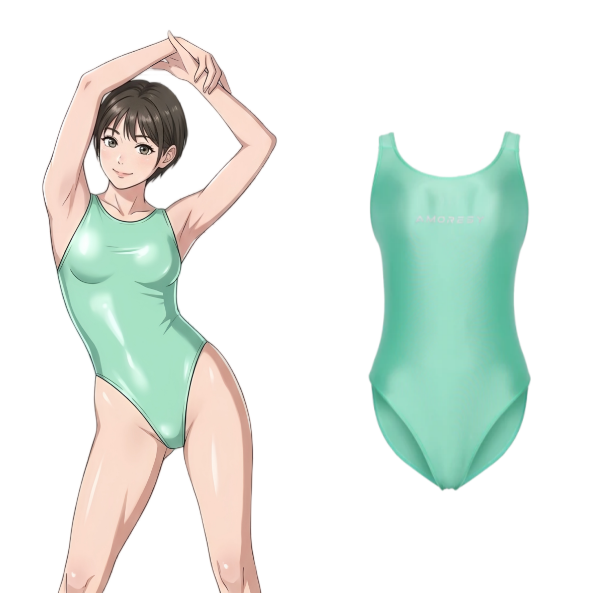 Amoresy Gaea C Series Sheer High-Leg Backless Swimsuit Leotard