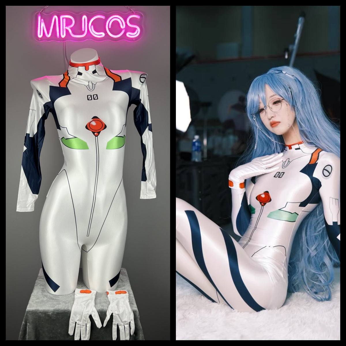 Evangelion Rei Cosplay Bodysuit Plug Suit Halloween Costume