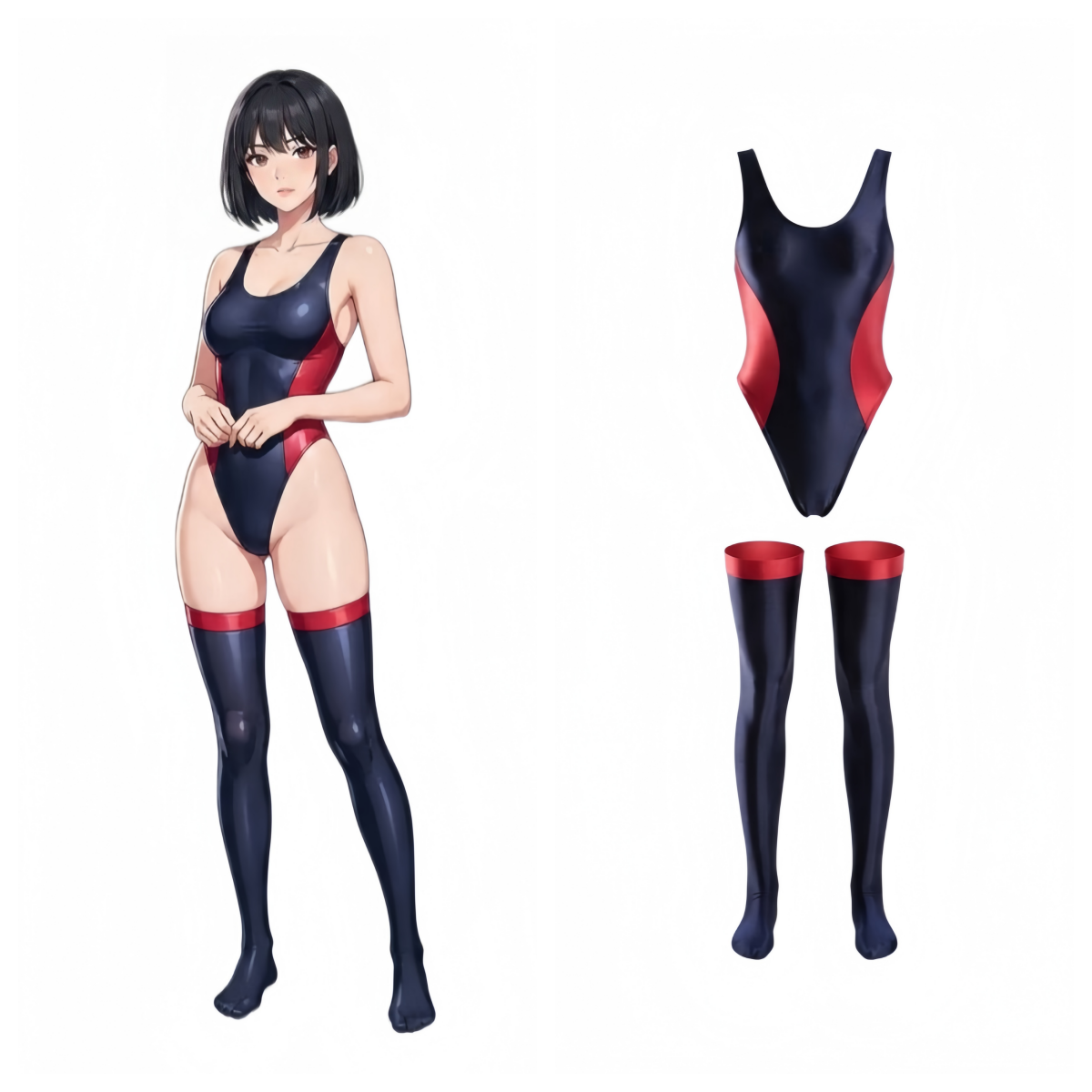 Sleek Contrast One-Piece Spandex & Nylon Swimsuit with Matching Footed Leggings 