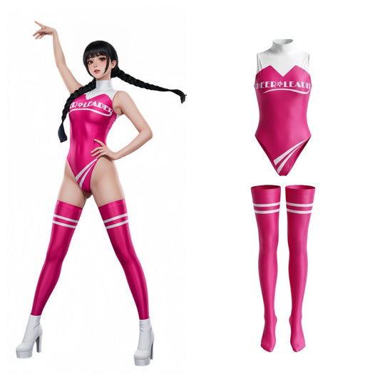 High-Cut Mock Neck Cheerleader Bodysuit Set