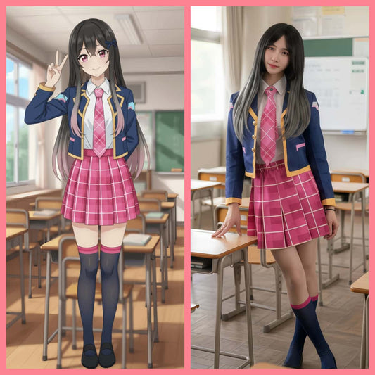 Anime Style Cosplay Halloween Costume Set School Uniform with Jacket and Skirt