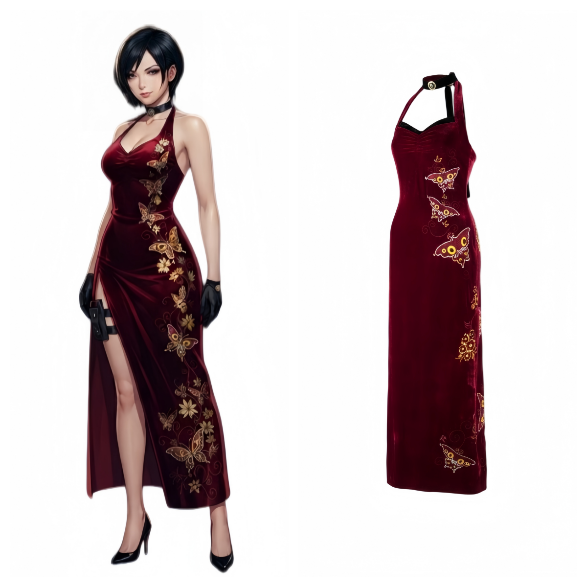resident evil ada wong red dress cosplay costume 
