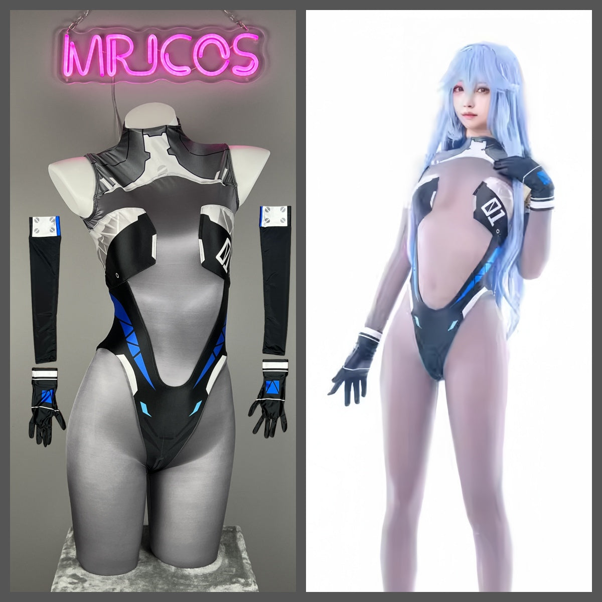Cyberpunk Sci-Fi Spandex Swimwear Cosplay Bodysuit Race Queen Costume Zentai