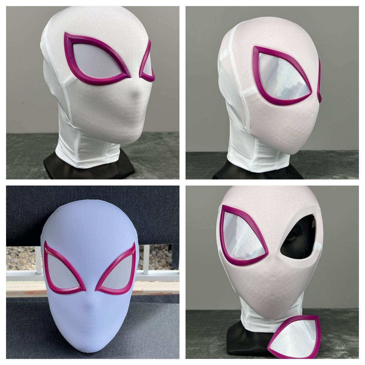 Super Hero Spider Woman Gwen Stacy Inspired Cosplay Mask with 3D Printed Faceshell - MRJCOS