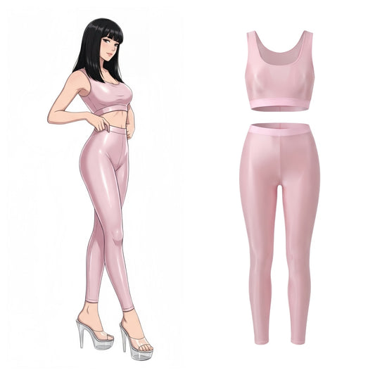 Ultra-Sheer Spandex Yoga & Bodycon Set | High-Gloss Activewear