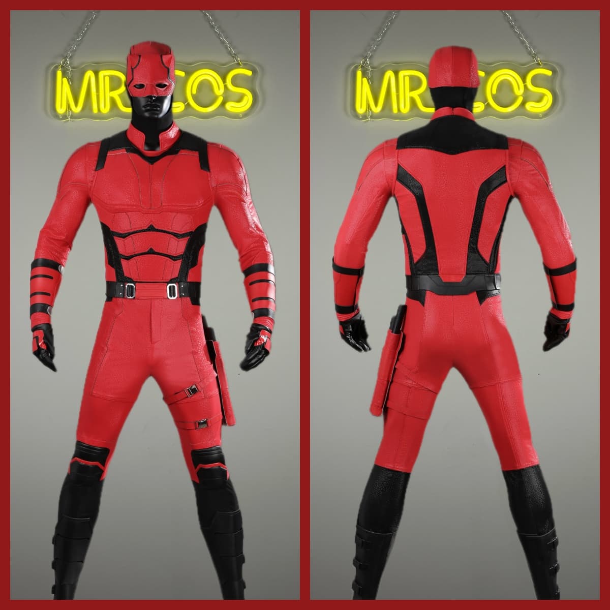 Daredevil Matt Murdock Cosplay Costume Halloween Leather Jumpsuit with Mask