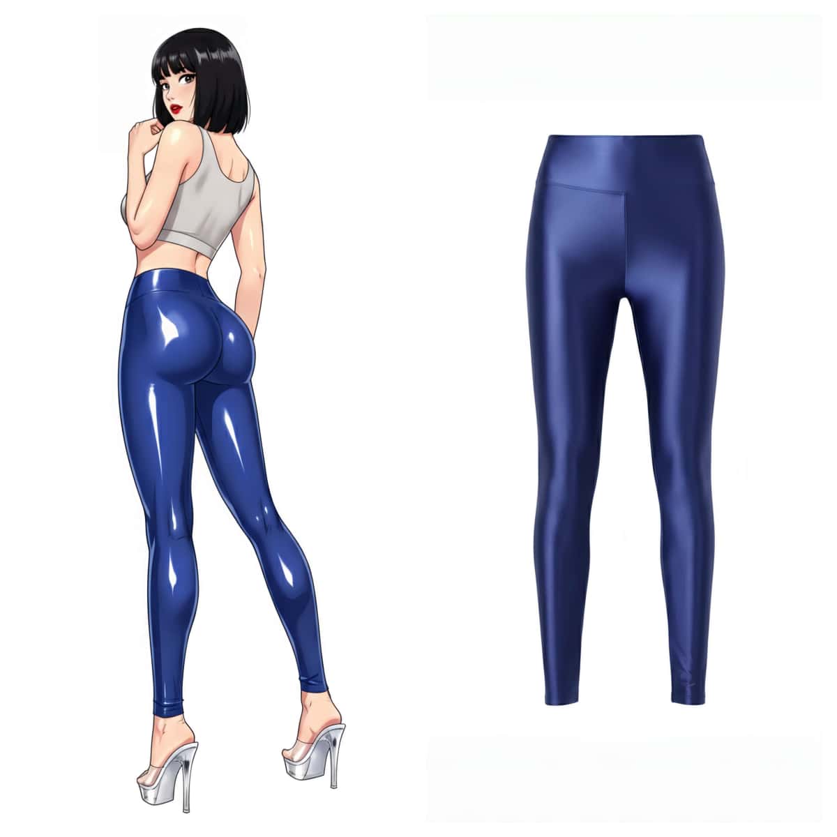 Oil Shine Spandex Footless High Wasit Yoga Pants Leggings