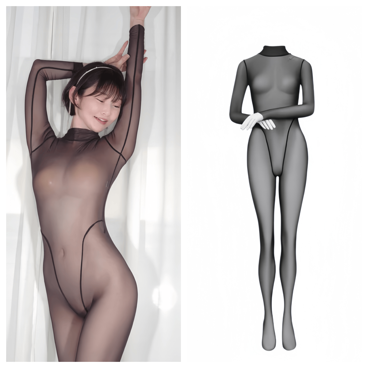 AMOTi Atheniti Sheer Ultra-Thin Mesh Bodysuit