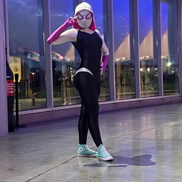 Spider-Gwen Cosplay Bodysuit | Ghost-Spider Hooded Zentai Suit