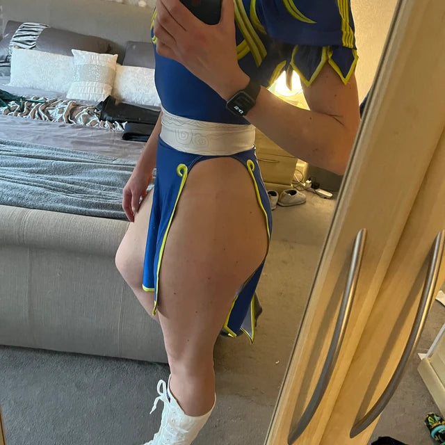 Chun Li Spandex Cosplay Halloween Costume Bodysuit Sexy Lingerie Open Crotch