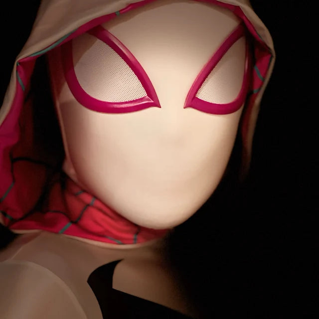 Super Hero Spider Woman Gwen Stacy Inspired Cosplay Mask with 3D Printed Faceshell - MRJCOS