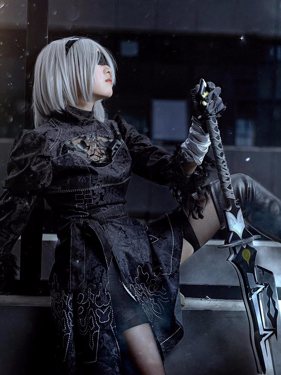 Nier Automata 2B Cosplay Dress Halloween Costume Set