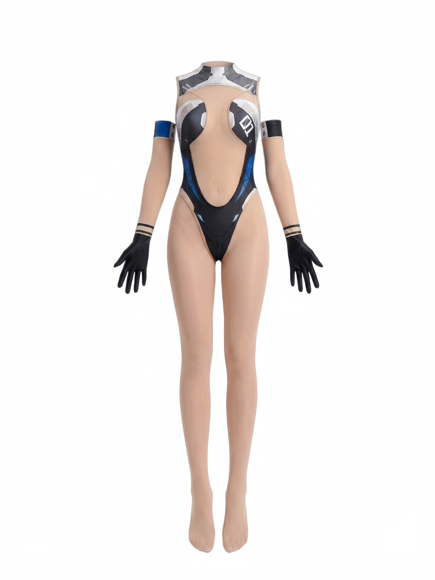 FutureTech Cosplay Bodysuit with Attached Gloves and Stockings