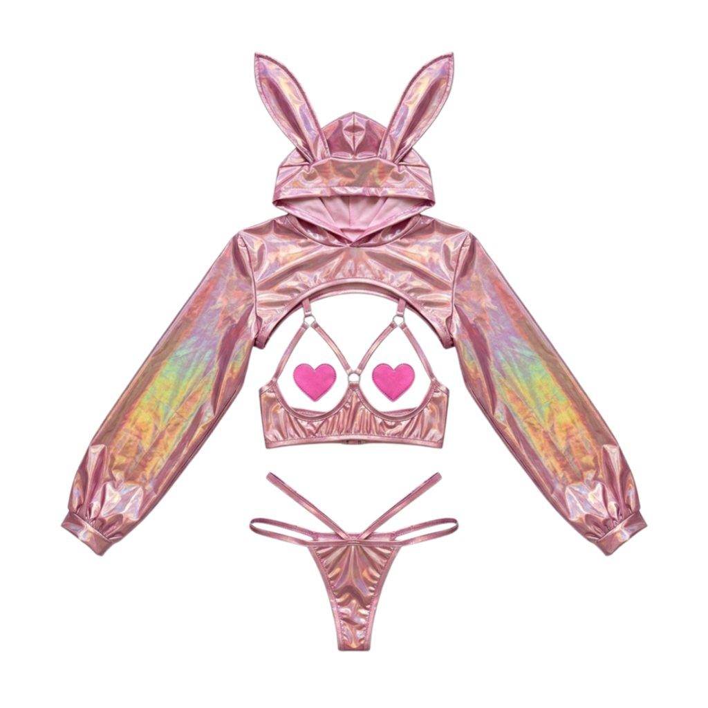 Anime Bunny Girl Style Neo Chrome Spandex Swimwear Sexy Bikini Cosplay Lingerie
