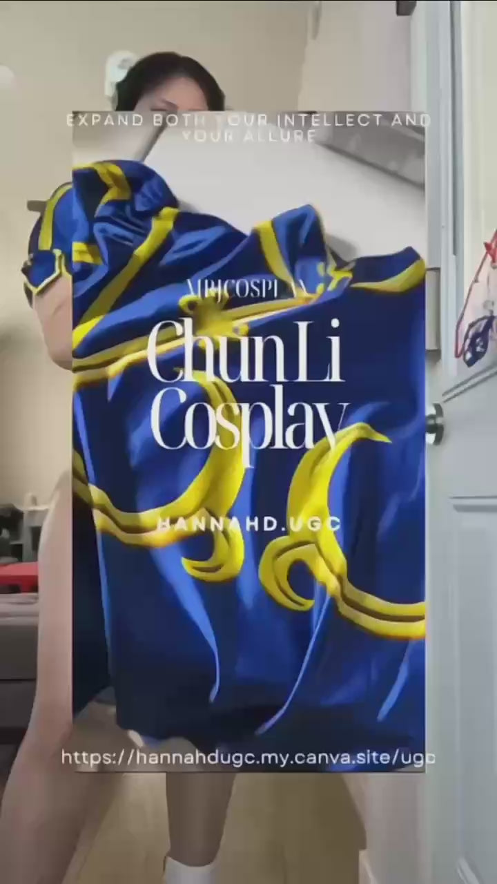 Chun-Li Inspired Cosplay Bodysuit Set with Detachable Skirt & Accessories