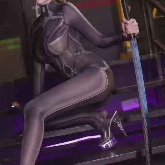 Anime Style Super Hero Eve Sheer 10D Nylon Full Bodysuit Body Stocking Lingerie