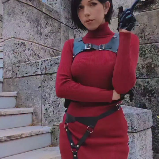 Tactical Chic Ribbed Knit Sweater Ada Wong Dress Set 