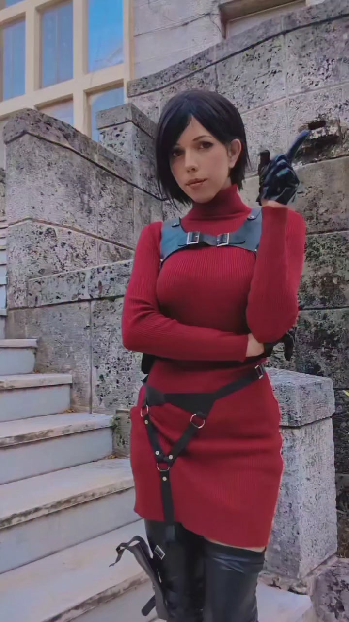 Tactical Chic Ribbed Knit Sweater Ada Wong Dress Set 